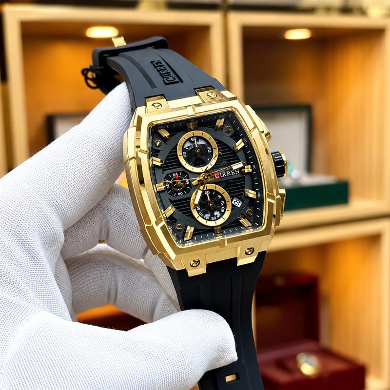 Foto real Curren 8488 negro y dorado
