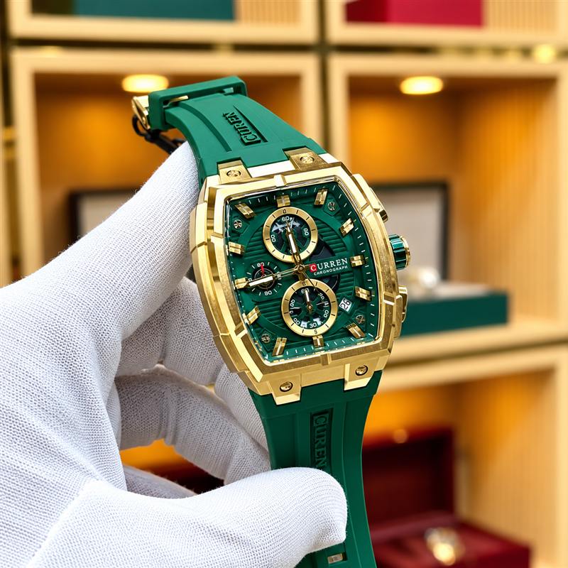 Foto real Curren 8488 verde y dorado